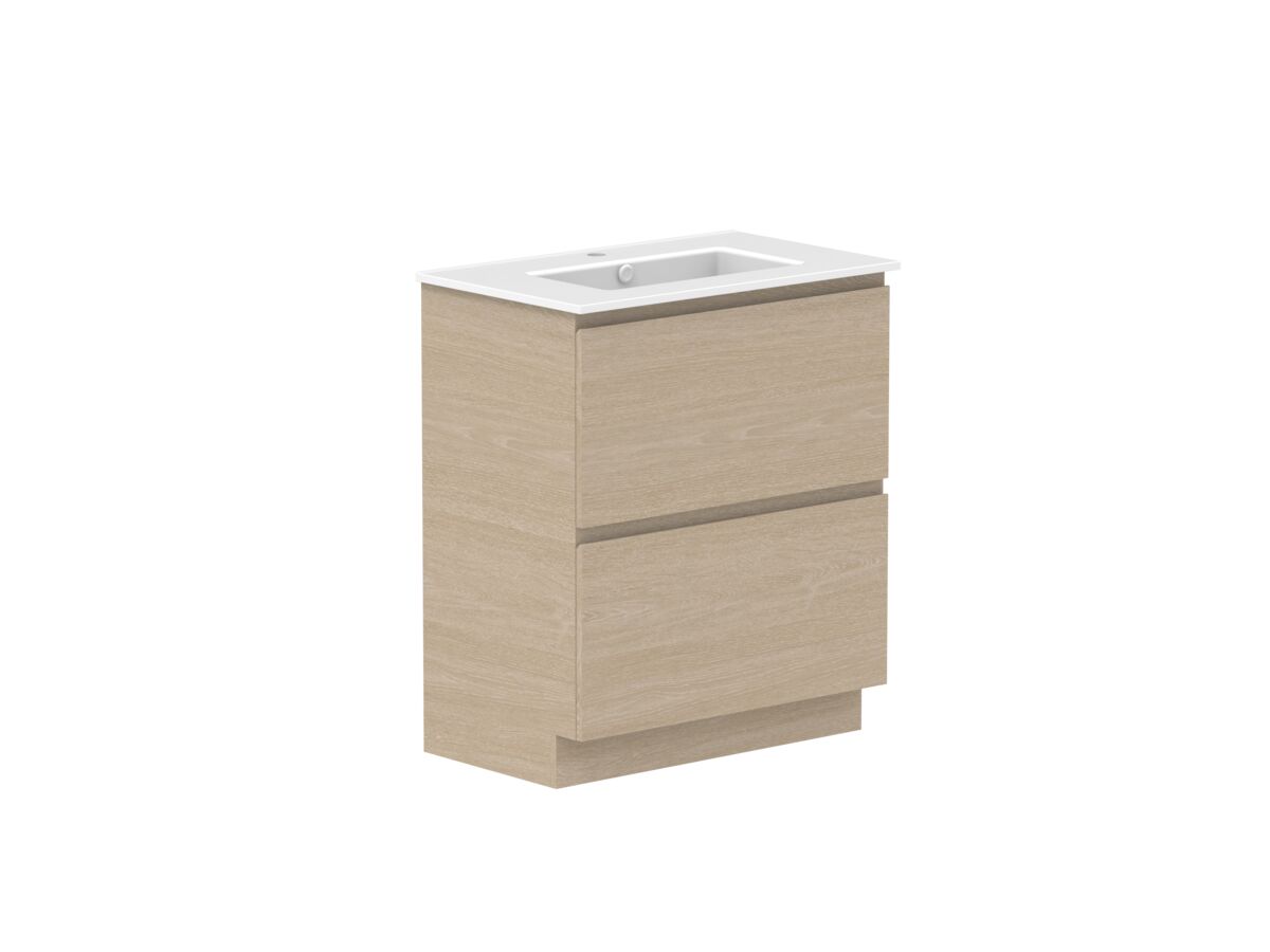 Supporting Image - Posh Domaine All-Drawer Twin 750mm Floor Mounted Vanity Unit Matte White Ceramic Top Centre Basin