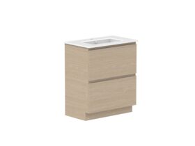 Supporting Image - Posh Domaine All-Drawer Twin 750mm Floor Mounted Vanity Unit Matte White Ceramic Top Centre Basin