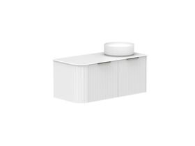 Supporting Image 2- Kado Neue Fluted Single Curve All Drawer 1050mm Wall Hung Vanity with Right Hand Basin Durasein 12mm Top Ultra White