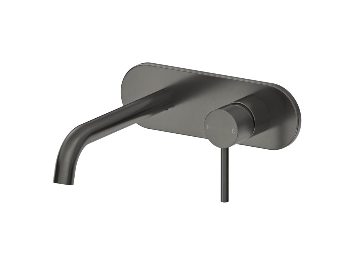 Mizu Drift Wall Basin/Bath Mixer Set Curve Brushed Gunmetal (6 Star)