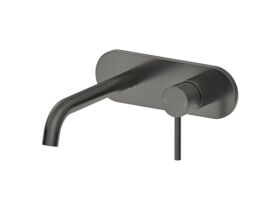 Mizu Drift Wall Basin/Bath Mixer Set Curve Brushed Gunmetal (6 Star)