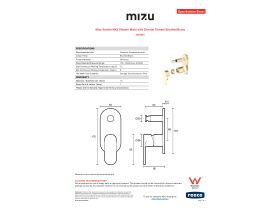 Specification Sheet - Mizu Soothe MK2 Shower Mixer with Diverter Trimset Brushed Brass
