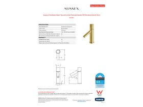 Specification Sheet - Sussex Pure Basin Mixer Tap with Linear Textured Handle PVD Brushed Gold (6 Star)