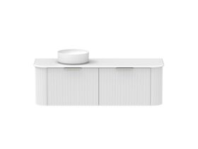 Supporting Image - Kado Neue Fluted Double Curve All Drawer 1500 Wall Hung Vanity with Left Hand Basin 20mm Ultra White