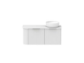 Supporting Image - Kado Neue Fluted Single Curve All Drawer 1050mm Wall Hung Vanity with Right Hand Basin Durasein 12mm Top Ultra White