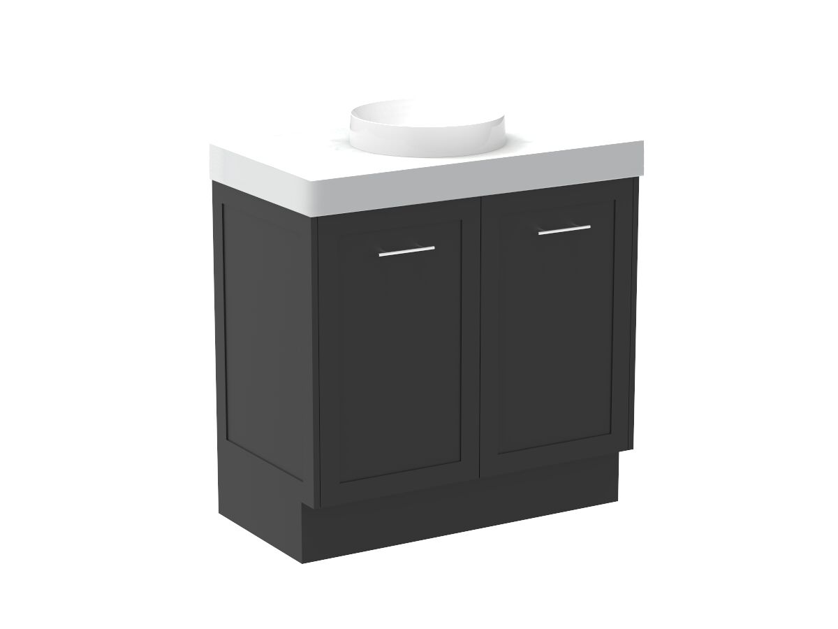 Supporting Image - Kado Lux All Door 900mm Floor Mounted Vanity Centre Basin 90mm - Black - Angle