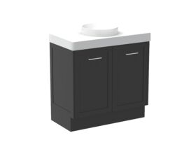 Supporting Image - Kado Lux All Door 900mm Floor Mounted Vanity Centre Basin 90mm - Black - Angle