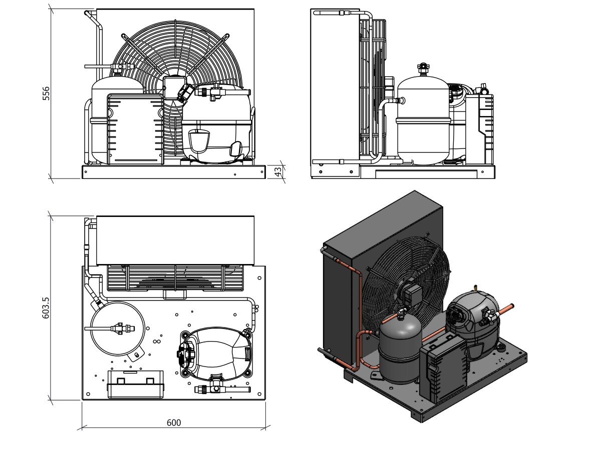 Tecumseh Condensing Unit R404A CAJT4519ZHR-FZ-S 1 1/2 HP