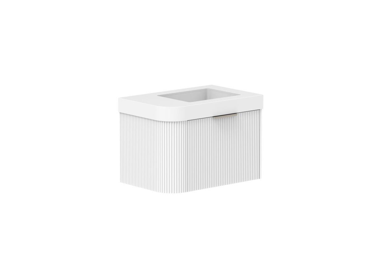 Supporting Image 2- Kado Neue Fluted Single Curve All Drawer 750mm Wall Hung Vanity with Centre Basin Durasein 90mm Top Ultra White