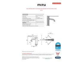 Specification Sheet - Mizu Drift Basin Mixer Curved Spout with Extended Lever Tap Chrome (6 Star)