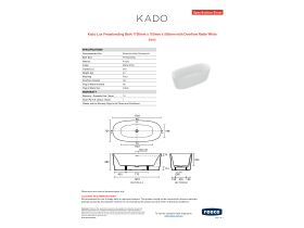 Specification Sheet - Kado Lux Freestanding Bath 1700mm x 750mm x 580mm with Overflow Matte White