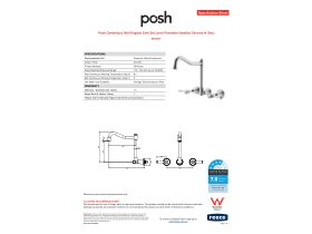 Specification Sheet - Posh Canterbury Wall English Sink Set Lever Porcelain Handles Chrome (4 Star)