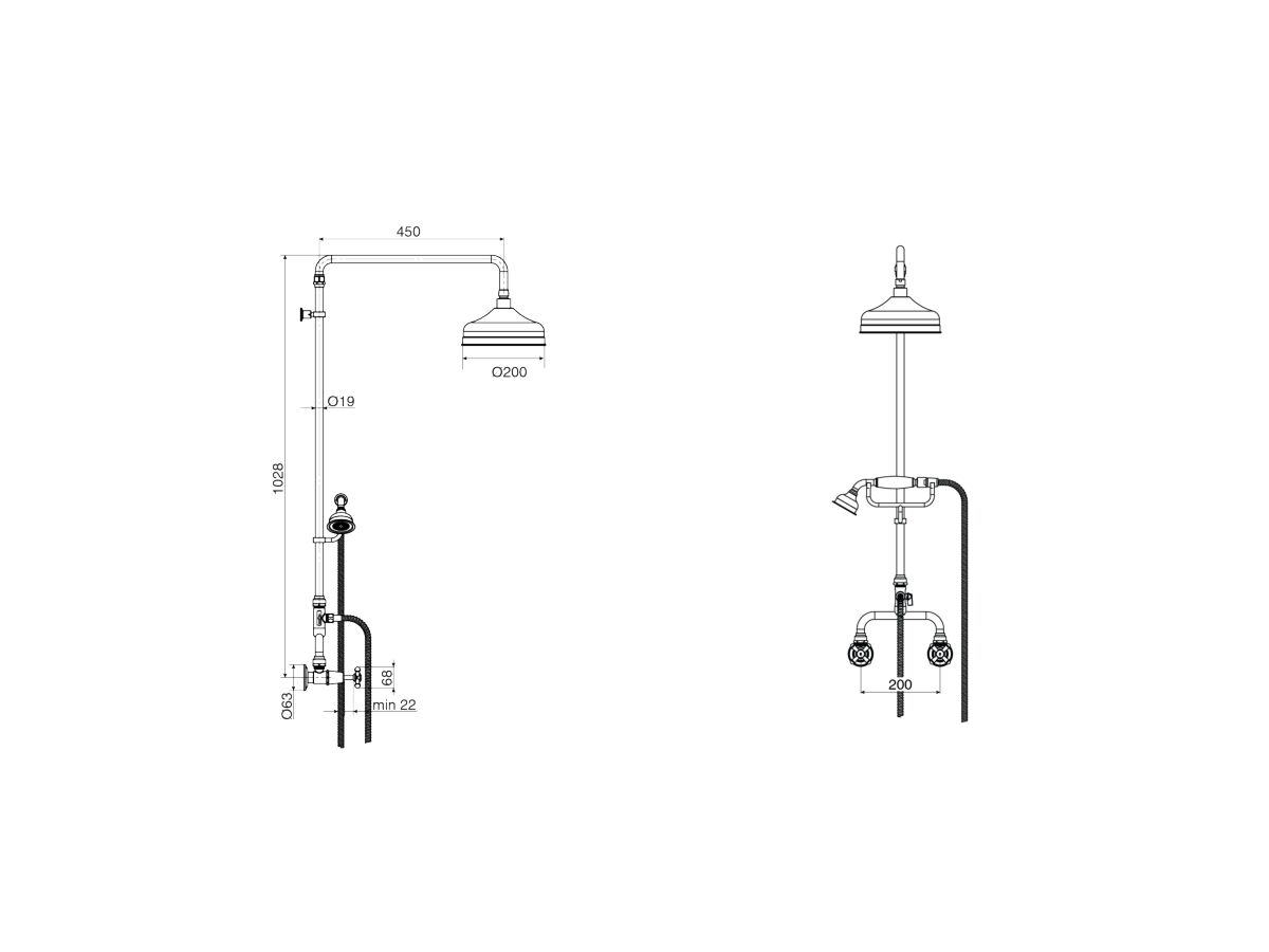 Posh Canterbury Exposed Twin Telephone Shower Set (3 Star)