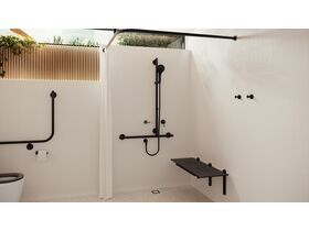 In Situ - Mizu Commercial Bathroom - Shower - 700 x 1100mm T-Shower Modular Grab Rail Kit 3 function with Push Pull -Matte Black