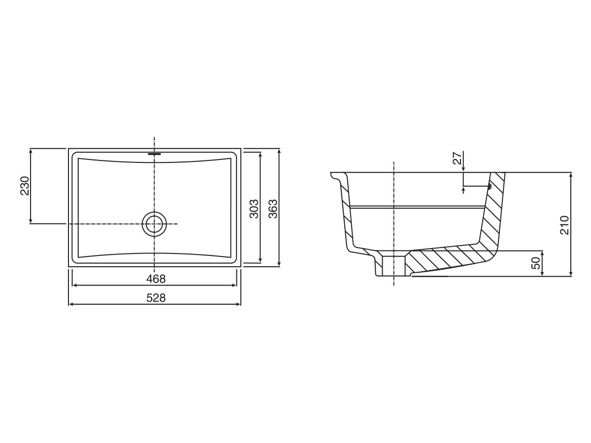 Posh Solus Under Counter Basin 530 x 365mm No Taphole White
