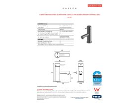 Specification Sheet - Sussex Scala Basin Mixer Tap with 90mm Outlet LUX PVD Brushed Smoked Gunmetal (5 Star)