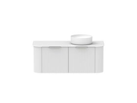 Supporting Image - Kado Neue Fluted Double Curve All Drawer 1200 Wall Hung Vanity with Right Hand Basin Durasein 12mm Top Ultra White