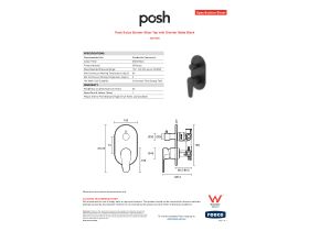 Specification Sheet - Posh Solus Shower Mixer Tap with Diverter Matte Black