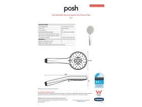 Specification Sheet - Posh Bristol MK2 Shower Handpiece Only Chrome (3 Star)