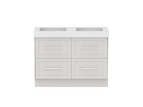 Hero - Kado Lux All Drawer 1200mm Floor Mounted Vanity Double Basin 90mm - Feather Grey - Front