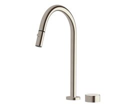 Supporting Image - Sussex Pure Elemental Progressive Sink Mixer Set Pull Out Spray PVD Brushed Nickel (4 Star) Lead Free with Aurora Insert