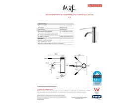 Specification Sheet - Milli Etch Basin Mixer Tap with Extended Lever Chrome (6 Star) Lead Free