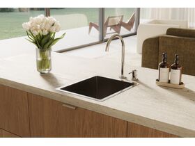 In Situ - Mizu Drift Extended Height Hob Mixer Set Chrome and Memo Oscar Inset Compact Single Bowl Sink 350mm Overflow No Taphole