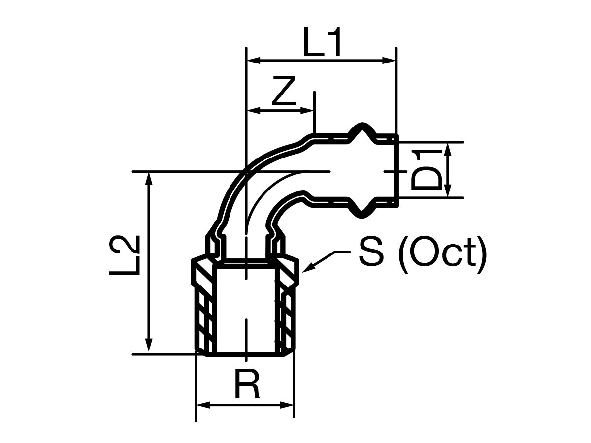 >B< Press Threaded Male Elbow
