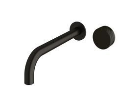 Sussex Pure Progressive Wall Basin Mixer Tap System 250mm with Linear Textured Handle PVD Matte Black (3 Star)