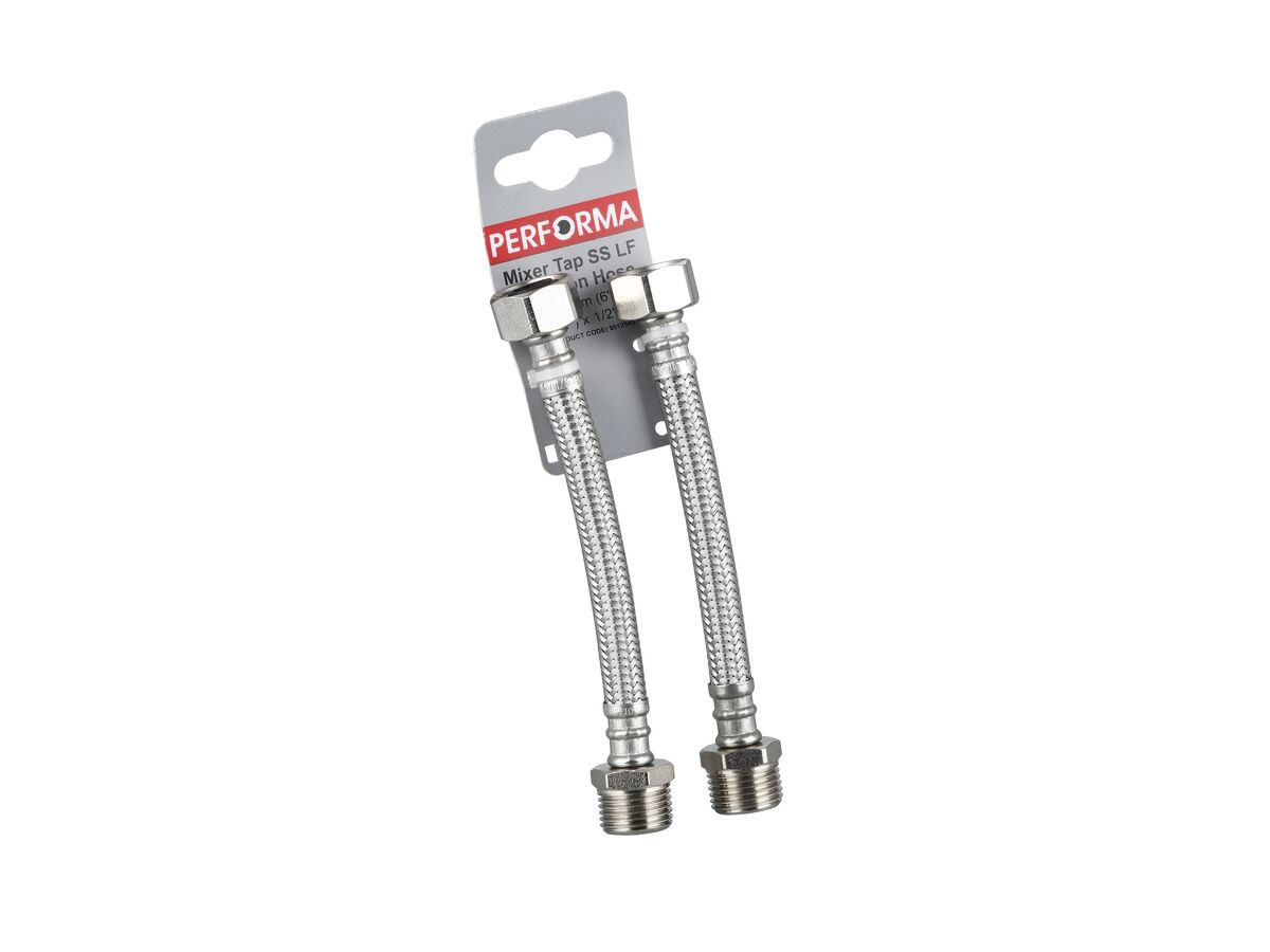 Performa Mixer Tap Extension Hose Connector 150mm Stainless Steel Low-Temp Lead Free