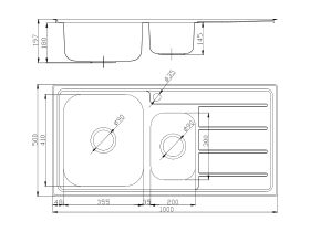 Posh Solus MK3 1 1/3 Bowl Inset Sink, 1 Taphole, Left Hand Bowl Stainless Steel
