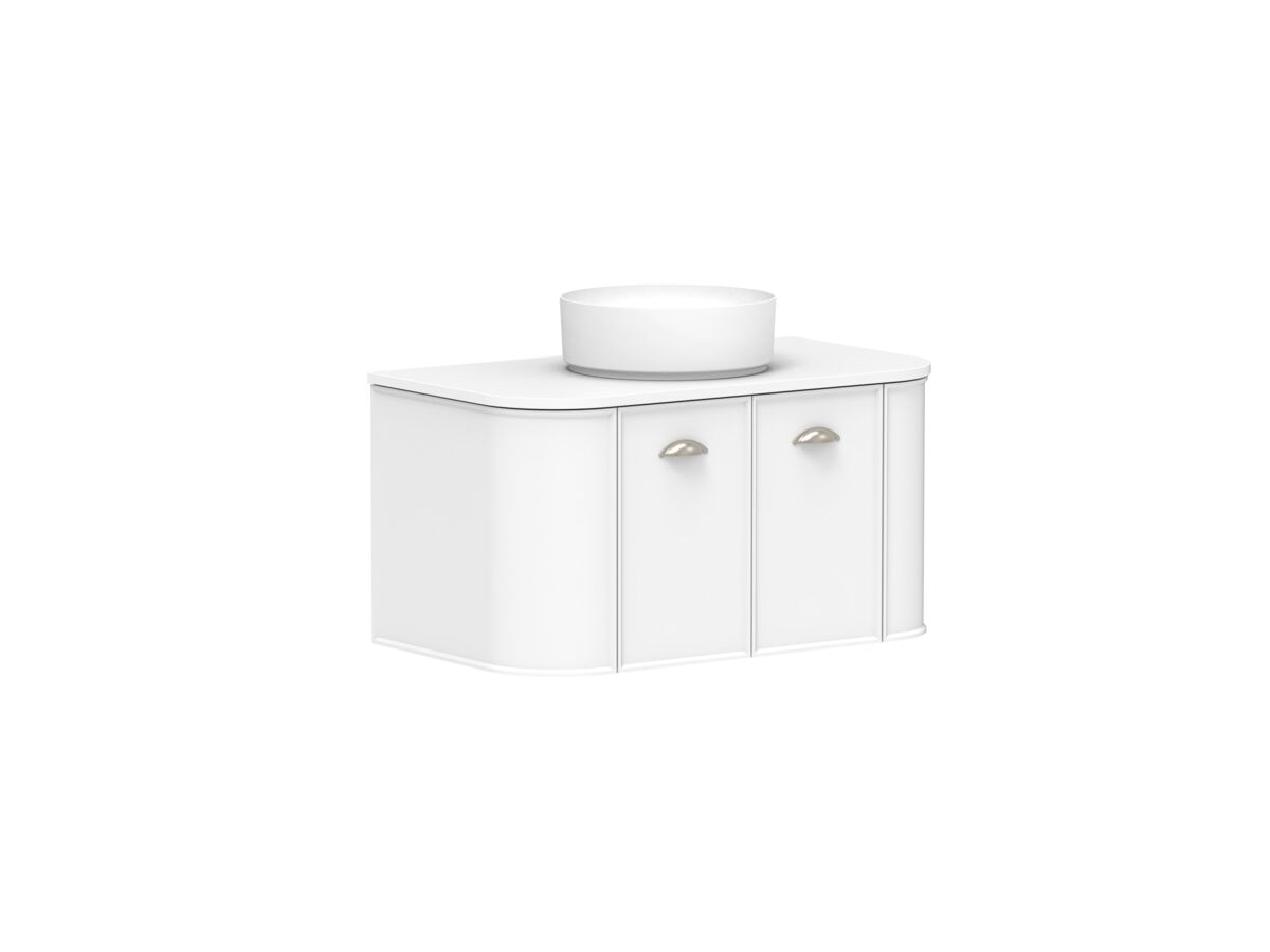 Supporting Image 2 - Kado Era Double Curve All Door 900mm Wall Hung Vanity with Centre Basin 20mm Top Matte White