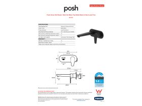 Specification Sheet - Posh Solus Wall Basin / Bath Set Mixer Tap Matte Black (5 Star) Lead Free