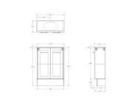 Kado Lux Petite Vanity Unit Floor Mount 600 Centre Bowl (Basin Included)