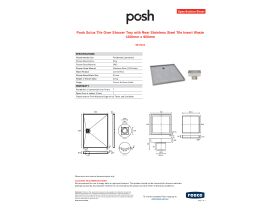 Specification Sheet - Posh Solus Tile Over Shower Tray with Rear Stainless Steel Tile Insert Waste 1200mm x 900mm