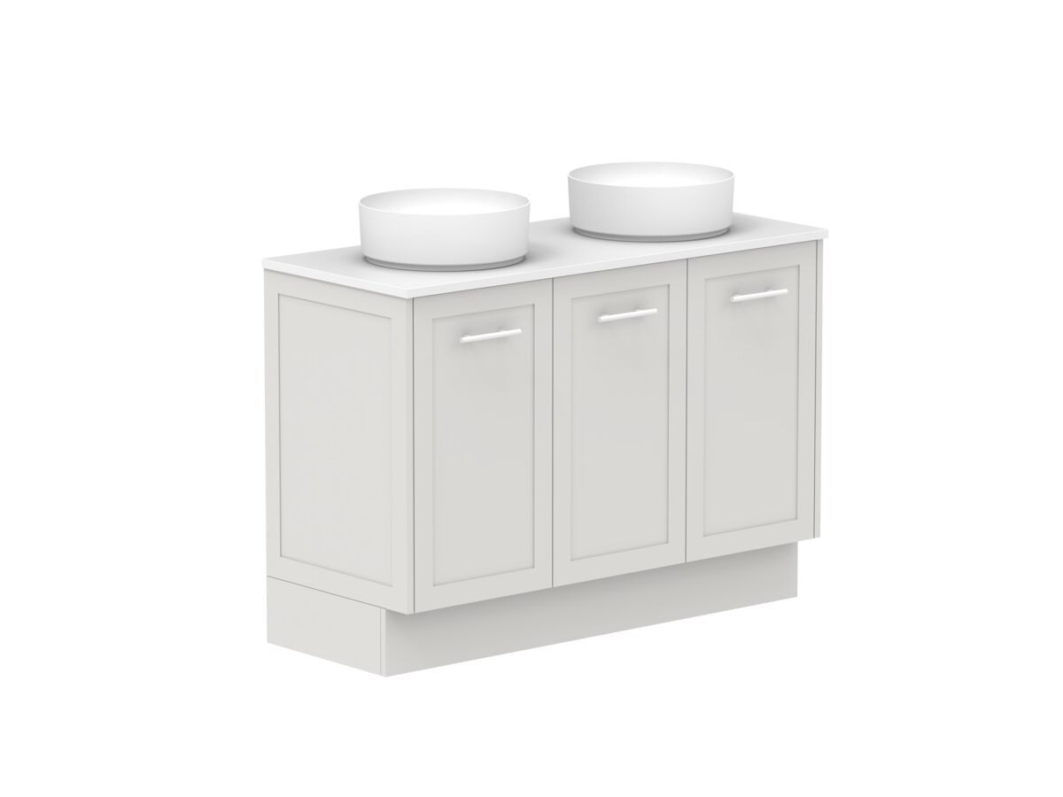Supporting Image - Kado Lux All Door 1200mm Floor Mounted Vanity Double Basin 20mm - Feather Grey - Angle