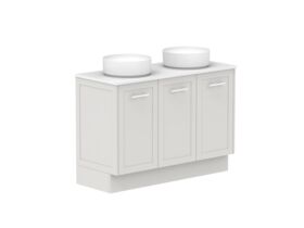 Supporting Image - Kado Lux All Door 1200mm Floor Mounted Vanity Double Basin 20mm - Feather Grey - Angle