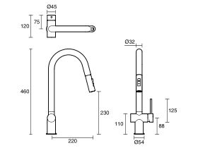 Sussex Scala Gooseneck Pullout Sink Mixer Tap 2 Functions