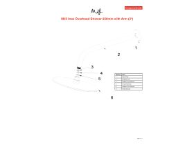 Component Listing - Milli Inox Overhead Shower 250mm with Arm Stainless Steel (3 Star)