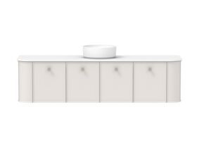 Supporting Image - Kado Era Double Curve All Door 1800mm Wall Hung Vanity with Centre Basin 20mm Top Feather Grey