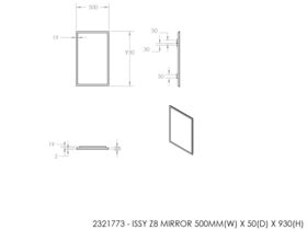 ISSY Z8 Rectangle Mirror 500mm (Wide) x 50mm (Deep) x 930mm (Height)