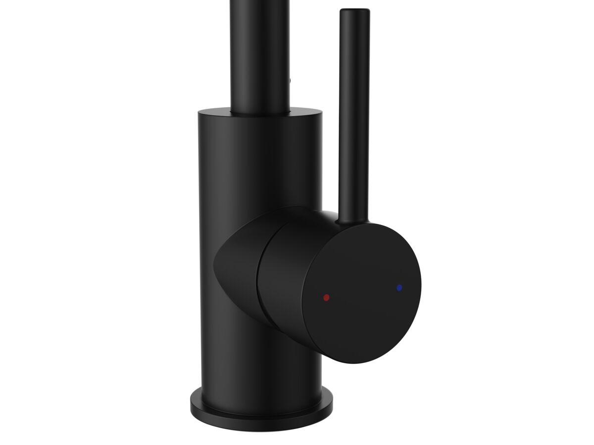 Supporting Image - Posh Bristol Pin Gooseneck Sink Mixer Tap Matte Black (4 Star) Lead Free - Handle