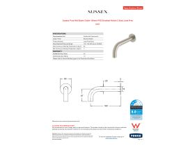 Specification Sheet - Sussex Pure Wall Basin Outlet 160mm PVD Brushed Nickel (3 Star) Lead Free
