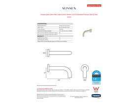 Specification Sheet - Sussex Scala 25mm Wall Outlet Curved 160mm LUX PVD Brushed Platinum Gold (6 Star)