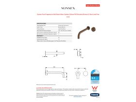 Specification Sheet - Sussex Pure Progressive Wall Basin Mixer System 250mm PVD Brushed Bronze (3 Star) Lead Free