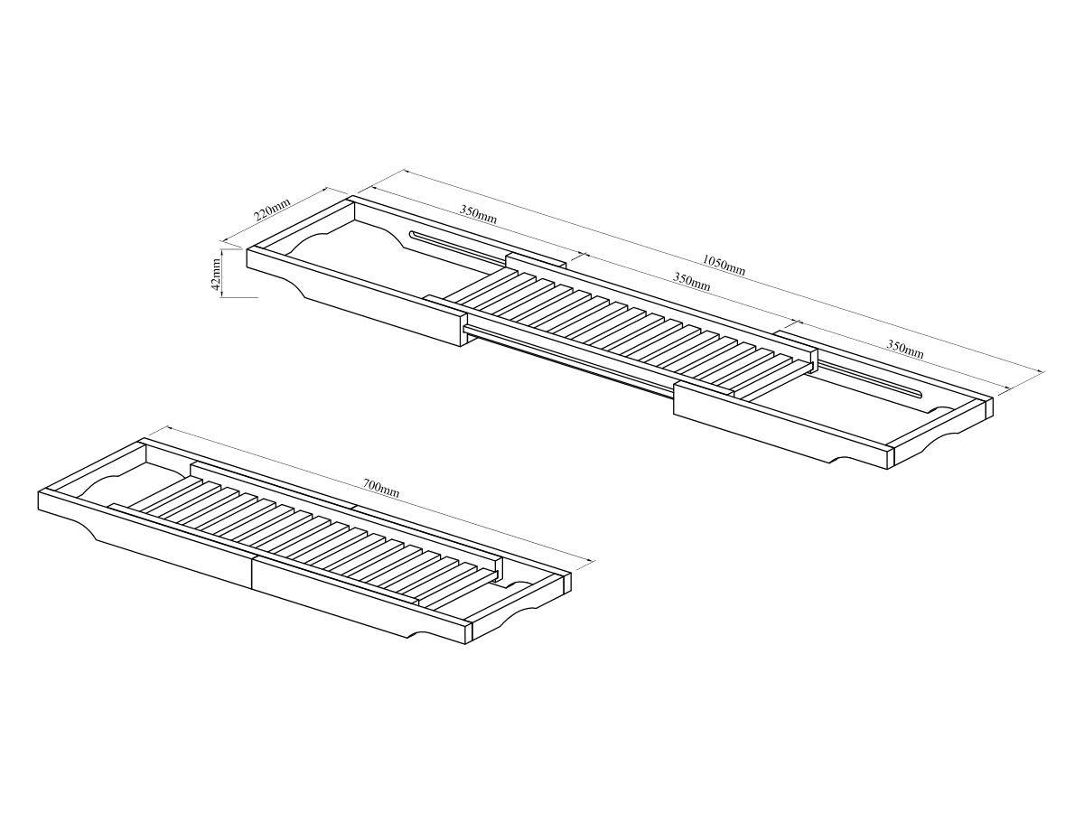 Kado Arc Adjustable Bath Rack American Solid Oak
