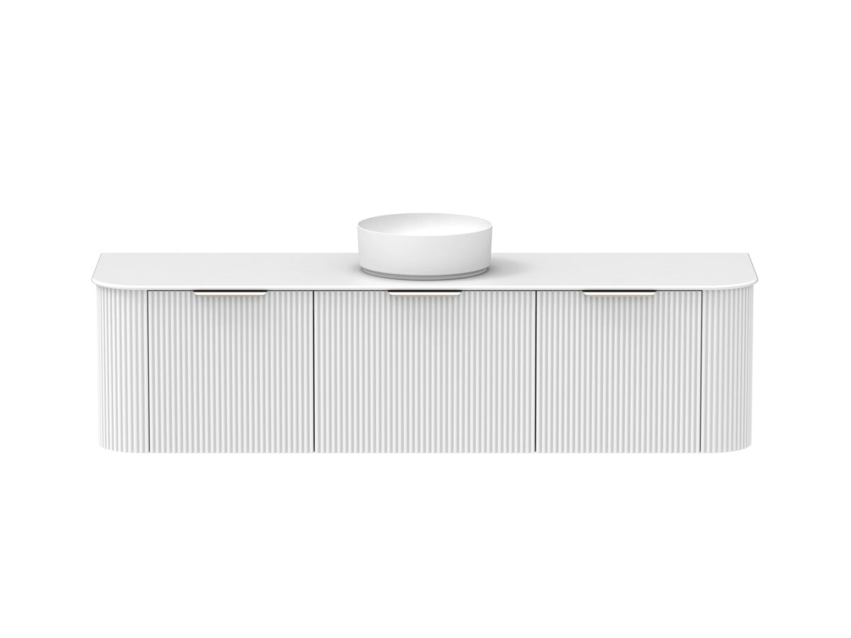 Supporting Image - Kado Neue Fluted Double Curve All Drawer 1800 Wall Hung Vanity with Centre Basin Durasein 12mm Top Ultra White