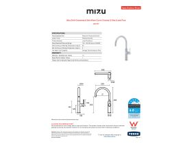 Specification Sheet - Mizu Drift Gooseneck Sink Mixer Curve Chrome (5 Star) Lead Free