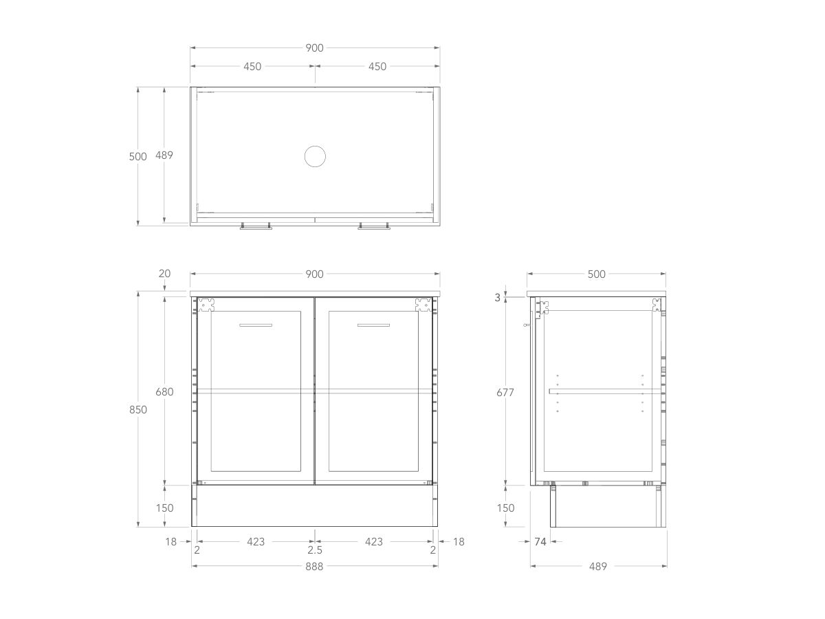 Kado Lux All Door 900mm Centre Bowl Floor Mount