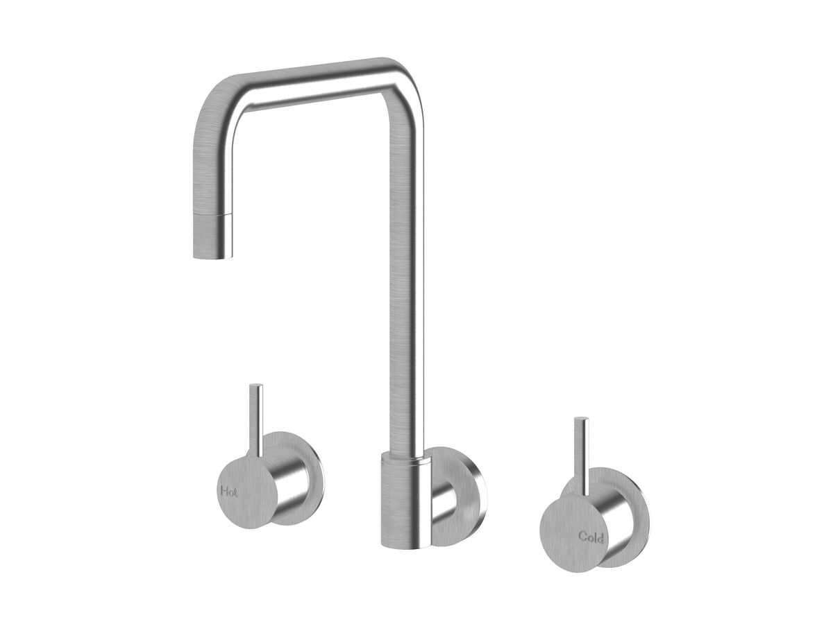 Hero - Sussex Scala Wall Sink Set Square Satin Chrome (3 Star)
